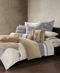 Quilted with iconic wave motifs inspired by ancient Eastern textiles, the Lotus Temple quilted sham presents luxurious comfort in soothing color. Button closure.