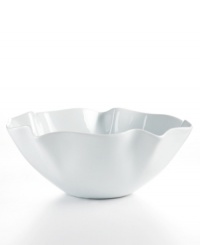 With its fluttering, flared edges, the Ruffle serving bowl adds a few soft curves to your contemporary Whiteware dinnerware collection from The Cellar. With its fluttering, flared edges, the Ruffle serving bowl adds a few soft curves to your contemporary Whiteware dinnerware collection from The Cellar.