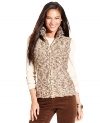 Spice up your fall look with Charter Club's chic take on a traditional sweater vest. This petite version features cozy marled knit fabric and luxe faux-fur trim! Spice up your fall look with Charter Club's chic take on a traditional sweater vest. This petite version features cozy marled knit fabric and luxe faux-fur trim!