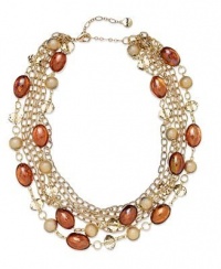 Alfani Necklace, 18 Gold-Tone Brown Bead Multi-Chain Necklace Alfani Necklace, 18 Gold-Tone Brown Bead Multi-Chain Necklace