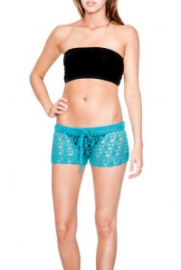Womens Cute Dana Crochet Short Shorts Swimsuit Cover Up Aqua XSmall Womens Cute Dana Crochet Short Shorts Swimsuit Cover Up Aqua XSmall