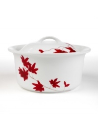 Sprinkle your table with vibrant red flowers with the light and breezy Pure Red covered casserole from Mikasa. The classic shape makes this dinnerware and dishes collection ideal for everyday use while the airy, organic design also makes a festive dinner party set. Sprinkle your table with vibrant red flowers with the light and breezy Pure Red covered casserole from Mikasa. The classic shape makes this dinnerware and dishes collection ideal for everyday use while the airy, organic design also makes a festive dinner party set.