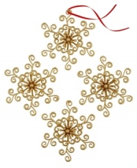 Swirl away. Give your tree that extra-special glimmer with the luminous golden sparkles and sweet design of these Swirl Snowflake ornaments. Swirl away. Give your tree that extra-special glimmer with the luminous golden sparkles and sweet design of these Swirl Snowflake ornaments.