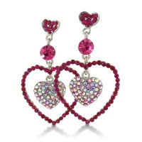 Hot Pink Rhinestone Triple Heart Earrings Hot Pink Rhinestone Triple Heart Earrings