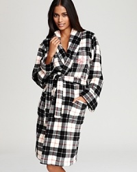 Lend a whole lot of warmth to your at-home look with this luxuriously soft Lauren Ralph Lauren plaid robe. Lend a whole lot of warmth to your at-home look with this luxuriously soft Lauren Ralph Lauren plaid robe.