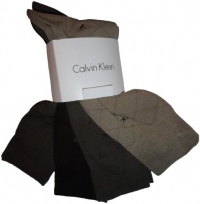 Calvin Klein Men's Pattern Mid-Calf Dress Socks 4-Pack, One Size, Brown