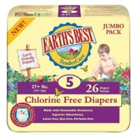 Earth's Best TenderCare Chlorine Free Diapers, Size 5 (27+ Pounds), 104 Count Earth's Best TenderCare Chlorine Free Diapers, Size 5 (27+ Pounds), 104 Count
