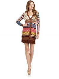 THE LOOKMulti-print designV-neckFront button closureLong ribbed cuff sleevesRibbed hem THE FITAbout 30 from shoulder to hemTHE MATERIALVirgin wool/wool/acrylicCARE & ORIGINDry cleanImportedModel shown is 5'9 (175cm) wearing US size 4. THE LOOKMulti-print designV-neckFront button closureLong ribbed cuff sleevesRibbed hem THE FITAbout 30 from shoulder to hemTHE MATERIALVirgin wool/wool/acrylicCARE & ORIGINDry cleanImportedModel shown is 5'9 (175cm) wearing US size 4.