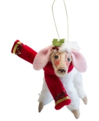 Sweet on Christmas, this snow-white lamb boasts a festive red and gold scarf and the distinct charm of Annalee ornaments. Sweet on Christmas, this snow-white lamb boasts a festive red and gold scarf and the distinct charm of Annalee ornaments.