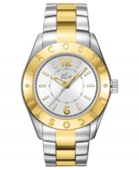 Classic Lacoste style overtakes this golden Biarritz collection watch. Classic Lacoste style overtakes this golden Biarritz collection watch.
