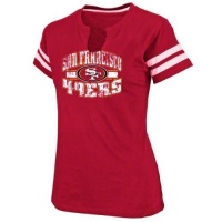 NFL San Francisco 49ers Go For Two II Split Neck Women's Short Sleeve T-Shirt, Bright Cardinal/White NFL San Francisco 49ers Go For Two II Split Neck Women's Short Sleeve T-Shirt, Bright Cardinal/White