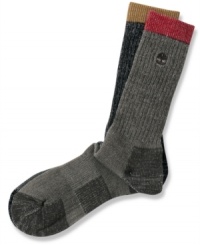 Boot's best friend. Layer up with this two-pack of warm (but not bulky) wool-blend boot socks from Timberland.