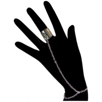 Nickel Free Chain Bondage Bracelet with Ring In Silver Tone Nickel Free Chain Bondage Bracelet with Ring In Silver Tone