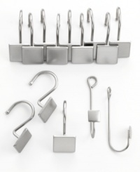 Hang your shower curtain with ease using these Squares hook and holds from Charter Club, featuring a sleek, simple and contemporary look to match any bath decor. Hang your shower curtain with ease using these Squares hook and holds from Charter Club, featuring a sleek, simple and contemporary look to match any bath decor.