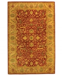 Enjoy a thousand years of rug-making tradition -- set in rich rust tones -- with this meticulously styled area rug from Safavieh. Tufted in India from pure wool, this rug emerges from the annals of antiquity to bring spectacular style and time-honored quality to your home. (Clearance) Enjoy a thousand years of rug-making tradition -- set in rich rust tones -- with this meticulously styled area rug from Safavieh. Tufted in India from pure wool, this rug emerges from the annals of antiquity to bring spectacular style and time-honored quality to your home. (Clearance)