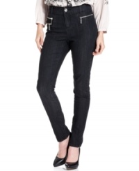 Zippered pockets at the hips lend an edgy look to these Style&co. leggings. Zippered pockets at the hips lend an edgy look to these Style&co. leggings.