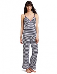 Betsey Johnson Women's Yarn Dye Cotton Pajama Set, Going On Stripe White/Navy Seals, Large Betsey Johnson Women's Yarn Dye Cotton Pajama Set, Going On Stripe White/Navy Seals, Large