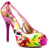 Guess Hondola Peep-Toe Pumps, Yellow Multi Satin, 8M Guess Hondola Peep-Toe Pumps, Yellow Multi Satin, 8M