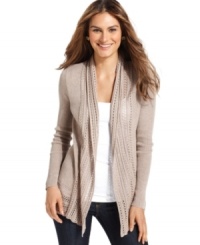 This chic crocheted petite cardigan from Elementz adds a perfect layer of warmth and style to your look. This chic crocheted petite cardigan from Elementz adds a perfect layer of warmth and style to your look.
