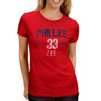 MLB Majestic Cliff Lee Philadelphia Phillies #33 Ladies Trophy Man T-Shirt - Red MLB Majestic Cliff Lee Philadelphia Phillies #33 Ladies Trophy Man T-Shirt - Red