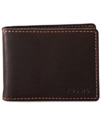 A must-have for every man, this classic Fossil clip bifold features a burnished cordovan leather and classic silhouette. A must-have for every man, this classic Fossil clip bifold features a burnished cordovan leather and classic silhouette.