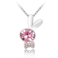 Silver Tone White Gold Swarovski Style Crystal Playboy Bunny Pendant Necklace Silver Tone White Gold Swarovski Style Crystal Playboy Bunny Pendant Necklace