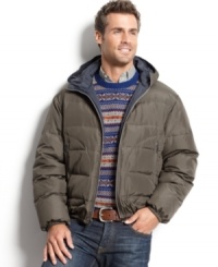Don't let the cold weather get you down. Bundle up in this wind-resistant down jacket from London Fog for comfort that will keep you on the move. Don't let the cold weather get you down. Bundle up in this wind-resistant down jacket from London Fog for comfort that will keep you on the move.