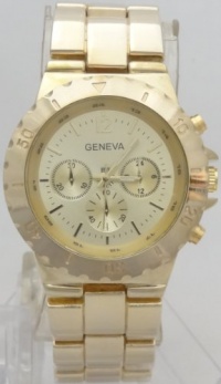 Geneva Quartz Chronograph-Style Look Gold Band N Dial Geneva Quartz Chronograph-Style Look Gold Band N Dial