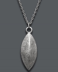 Add instant glitter and glam. Studio Silver's chic, marquise-cut pendant features a shimmery sterling silver surface and matching chain. Approximate length: 16 inches. Approximate drop: 1 inch. Add instant glitter and glam. Studio Silver's chic, marquise-cut pendant features a shimmery sterling silver surface and matching chain. Approximate length: 16 inches. Approximate drop: 1 inch.