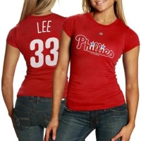 MLB Majestic Philadelphia Phillies #33 Cliff Lee Ladies Red Player T-shirt MLB Majestic Philadelphia Phillies #33 Cliff Lee Ladies Red Player T-shirt
