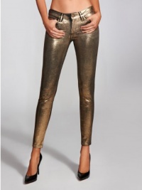 GUESS Women's Brittney Gold-Foil Mid-Rise Leggings GUESS Women's Brittney Gold-Foil Mid-Rise Leggings