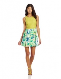 As U Wish Juniors Tie Dye Fabric Mix Dress, Green, 3 As U Wish Juniors Tie Dye Fabric Mix Dress, Green, 3