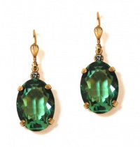 Catherine Popesco 14K Gold Plated Large Oval Marine Swarovski Crystal Dangle Earrings Catherine Popesco 14K Gold Plated Large Oval Marine Swarovski Crystal Dangle Earrings