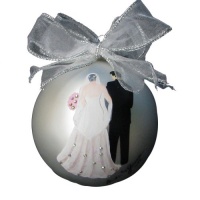 Sarabella Glass Wedding Couple Ball Ornament, 100mm Sarabella Glass Wedding Couple Ball Ornament, 100mm