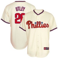 MLB Philadelphia Phillies Chase Utley Ivory Alternate Short Sleeve 6 Button Synthetic Replica Baseball Jersey Spring 2012 Men's MLB Philadelphia Phillies Chase Utley Ivory Alternate Short Sleeve 6 Button Synthetic Replica Baseball Jersey Spring 2012 Men's