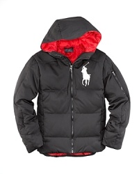 The Big Pony Puffer jacket is crafted from channel-quilted microfiber for lightweight warmth and increased protection against wear and tear. The Big Pony Puffer jacket is crafted from channel-quilted microfiber for lightweight warmth and increased protection against wear and tear.