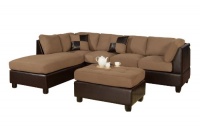 Bobkona Hungtinton Microfiber/Faux Leather 3-Piece Sectional Sofa Set, Saddle Bobkona Hungtinton Microfiber/Faux Leather 3-Piece Sectional Sofa Set, Saddle