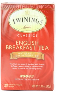 Twinings English Breakfast Tea, Decaffeinated, Tea Bags, 20-Count Boxes (Pack of 6) Twinings English Breakfast Tea, Decaffeinated, Tea Bags, 20-Count Boxes (Pack of 6)