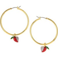 Juicy Couture Cherry Heart Gold Tone Hoop Earrings Juicy Couture Cherry Heart Gold Tone Hoop Earrings