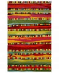 Show your stripes with the fabulously bold look of the Seville Fiesta Rug! Hand-tufted and hand-hooked for superior detail and softness, this rug combines chili pepper, golden and green hues in a mosaic-inspired pattern that's an exuberant expression of your personal style. Show your stripes with the fabulously bold look of the Seville Fiesta Rug! Hand-tufted and hand-hooked for superior detail and softness, this rug combines chili pepper, golden and green hues in a mosaic-inspired pattern that's an exuberant expression of your personal style.