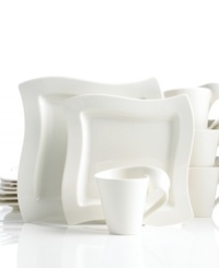Explore new shapes for your table with this innovative set of Villeroy & Boch dinnerware. The dishes are distinguished by angular shapes in fluid wave designs. Each of the fine china pieces work together to create a host of options for imaginative presentation. Explore new shapes for your table with this innovative set of Villeroy & Boch dinnerware. The dishes are distinguished by angular shapes in fluid wave designs. Each of the fine china pieces work together to create a host of options for imaginative presentation.