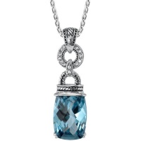Scintillating Beauty: Designer Inspired Sterling Silver Rhodium Finish Cable Style Pendant Necklace with Arctic Blue CZ Scintillating Beauty: Designer Inspired Sterling Silver Rhodium Finish Cable Style Pendant Necklace with Arctic Blue CZ