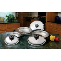 Precise Heat 6pc Stainless Steel Skillet Set with Steam Control Knobs Precise Heat 6pc Stainless Steel Skillet Set with Steam Control Knobs