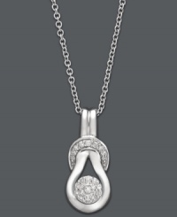 The gift to last a lifetime. Symbolic for love and strength, Everlon's knotted pendant features a smooth sterling silver setting that cradles sparkling, round-cut diamonds (1/5 ct. t.w.). Approximate length: 18 inches. Approximate drop: 1/2 inch. The gift to last a lifetime. Symbolic for love and strength, Everlon's knotted pendant features a smooth sterling silver setting that cradles sparkling, round-cut diamonds (1/5 ct. t.w.). Approximate length: 18 inches. Approximate drop: 1/2 inch.