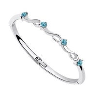 Contessa Bella Fancy Genuine 18k White Gold Plated Aqua Blue Swarovski Austrian Crystal Elements Wave Swirl Women Thin Stackable Hinged Bangle Bracelet Elegant Silver Color Crystal Fashion Jewelry Contessa Bella Fancy Genuine 18k White Gold Plated Aqua Blue Swarovski Austrian Crystal Elements Wave Swirl Women Thin Stackable Hinged Bangle Bracelet Elegant Silver Color Crystal Fashion Jewelry