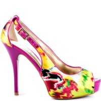 Guess Hondola Peep-Toe Pumps, Yellow Multi Satin, 9M Guess Hondola Peep-Toe Pumps, Yellow Multi Satin, 9M
