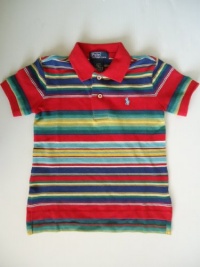 Polo Ralph Lauren Toddler Striped Polo Shirt in Red Multi; Turquoise Blue Pony (2T / Toddler) Polo Ralph Lauren Toddler Striped Polo Shirt in Red Multi; Turquoise Blue Pony (2T / Toddler)