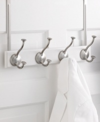 Close the door on clutter! Meet your order maker, a clever over-the-door solution that creates ample space for your coats, bags, towels and more. A smart design hides all hardware & adjusts to fit over any thickness of door. Close the door on clutter! Meet your order maker, a clever over-the-door solution that creates ample space for your coats, bags, towels and more. A smart design hides all hardware & adjusts to fit over any thickness of door.
