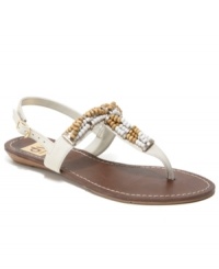 Fit for a goddess. DV by Dolce Vita's Athena sandals feature a beaded vamp that will banish all traces of blah and boring from your look. Fit for a goddess. DV by Dolce Vita's Athena sandals feature a beaded vamp that will banish all traces of blah and boring from your look.