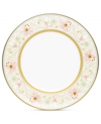 East meets West in the ornate Blooming Splendor accent plate by Noritake. A Japanese-inspired pattern with raised dots pairs with intricate florals rooted in white bone china. East meets West in the ornate Blooming Splendor accent plate by Noritake. A Japanese-inspired pattern with raised dots pairs with intricate florals rooted in white bone china.
